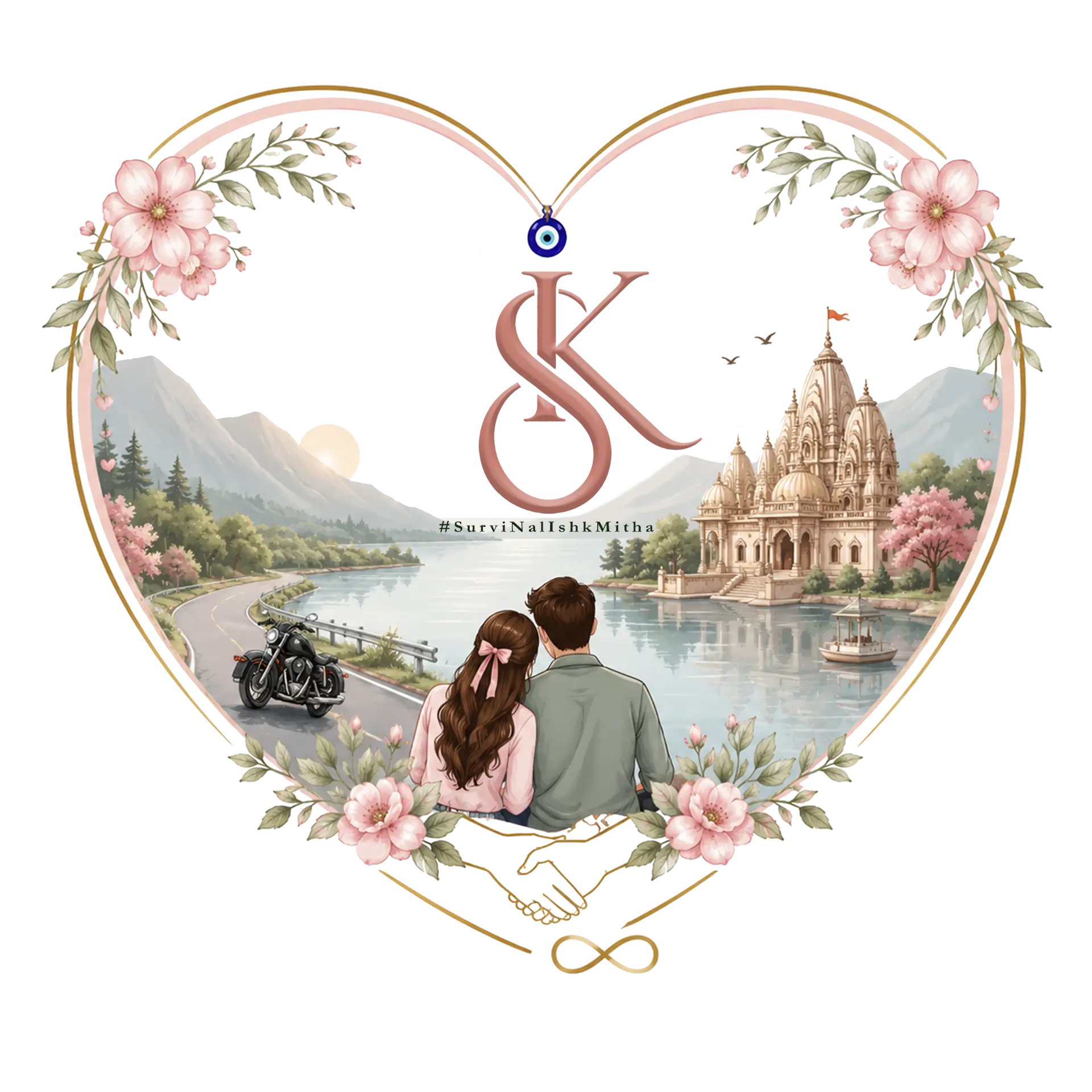 Survi and Kunal heart monogram with #SurviNalIshkMitha